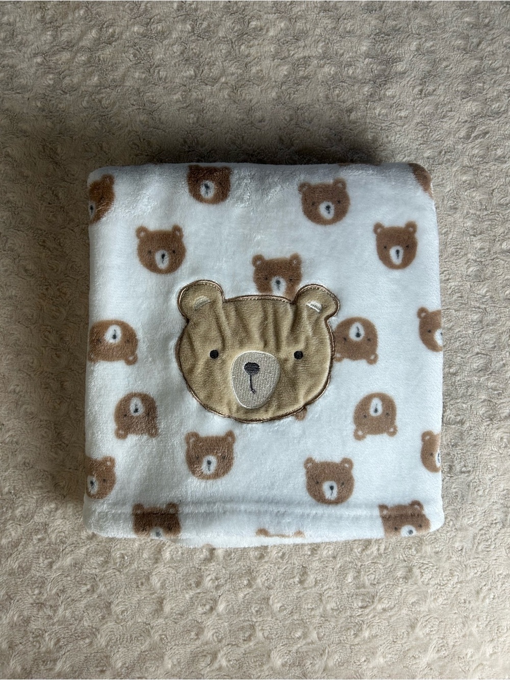Duck Duck Goose Tan Teddy Bear Face Baby Blanket White Light Brown Plush Lovey